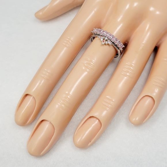 Sterling Silver Pink Stack Ring - Picture 4 of 13